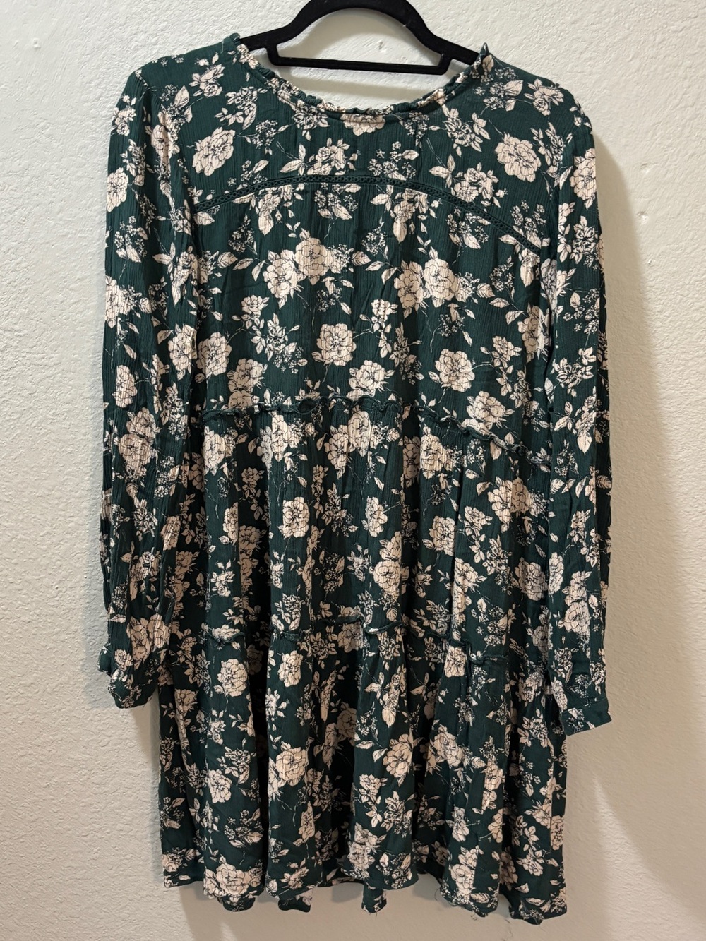 Knox Rose Dark Green Floral Long Sleeve Dress